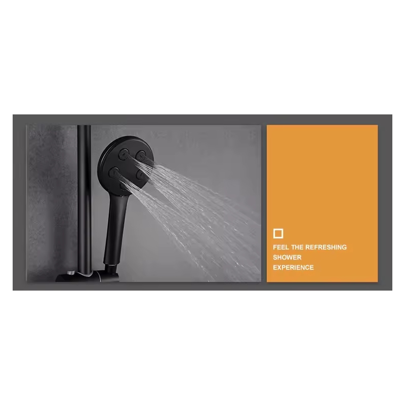 Thermostatic Wall Mounted Waterfall Faucet Sets Concealed Rain Shower Mixer With Shower Head
